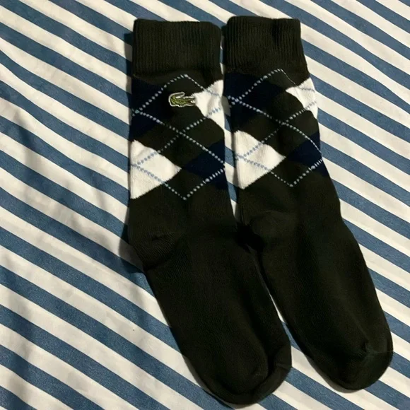 Lacoste | Underwear & Socks | Lacoste Green And Black And White Dress Socks  Argyle Pattern | Poshmark